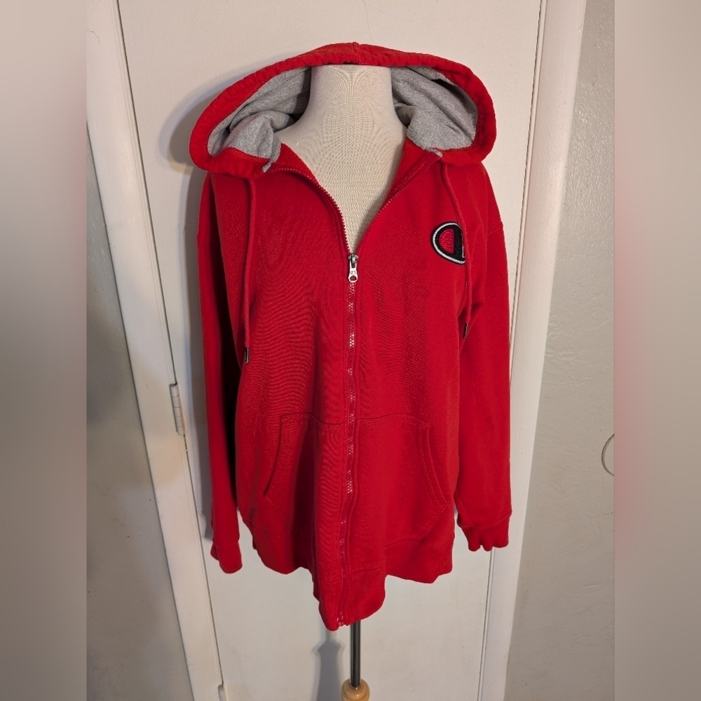 Champion Full Zip Red Hoodie Mens sz XL